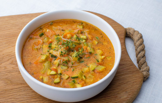 Creamy coconut curry vegetable keto soup