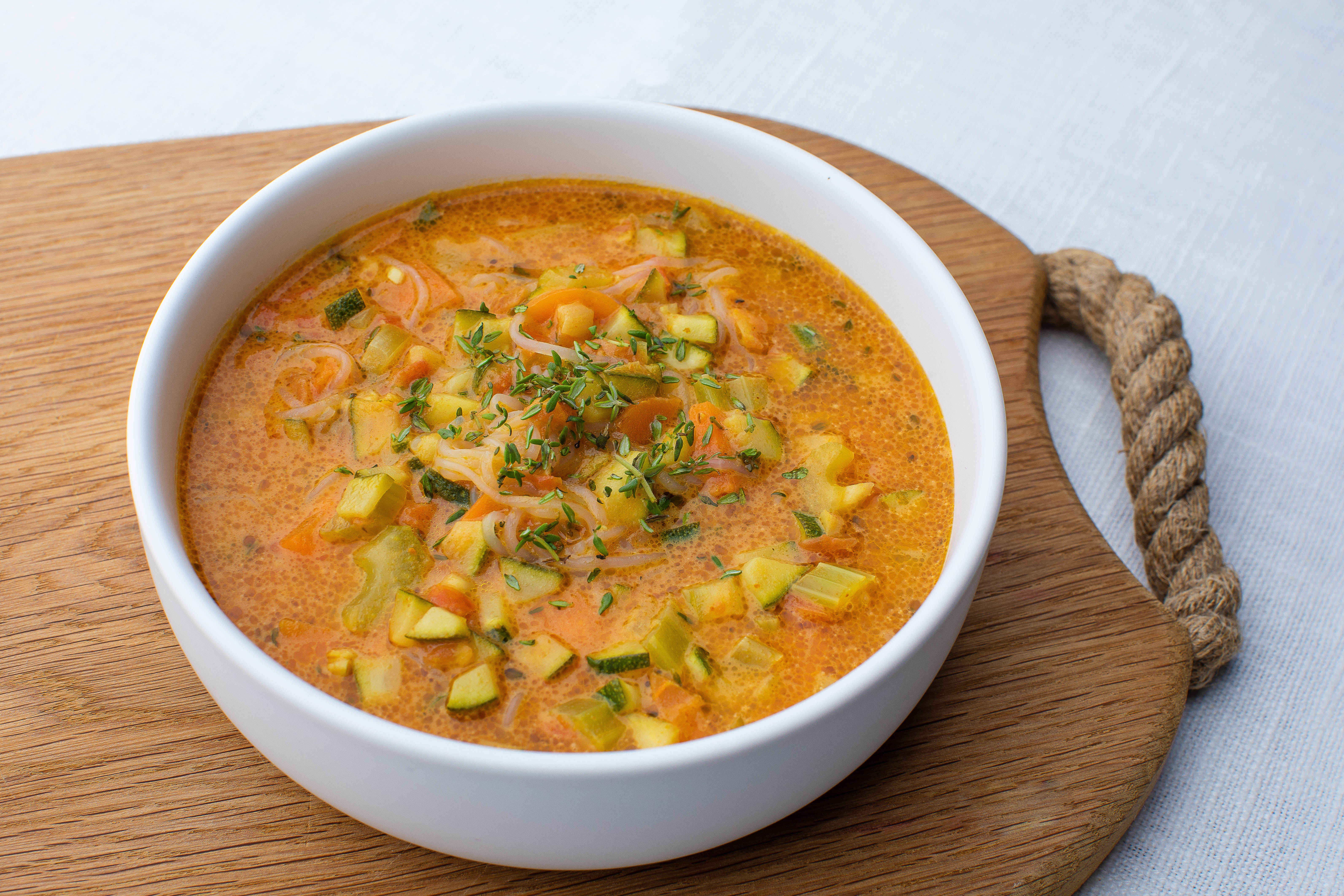 Creamy coconut curry vegetable keto soup
