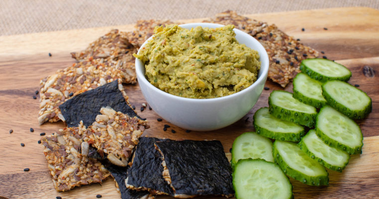 Hummus with raw seed crackers